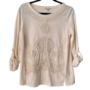 Skies are Blue Embroidered Scoop Neck Top